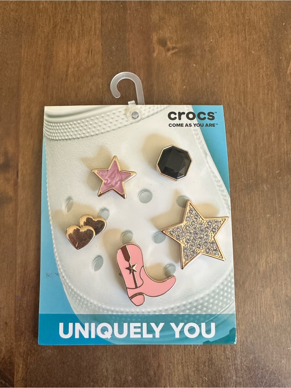 Uniquely You Crocs Jibbitz Charms Girls 5 Pack Metal Star Hearts Cowgirl Boot